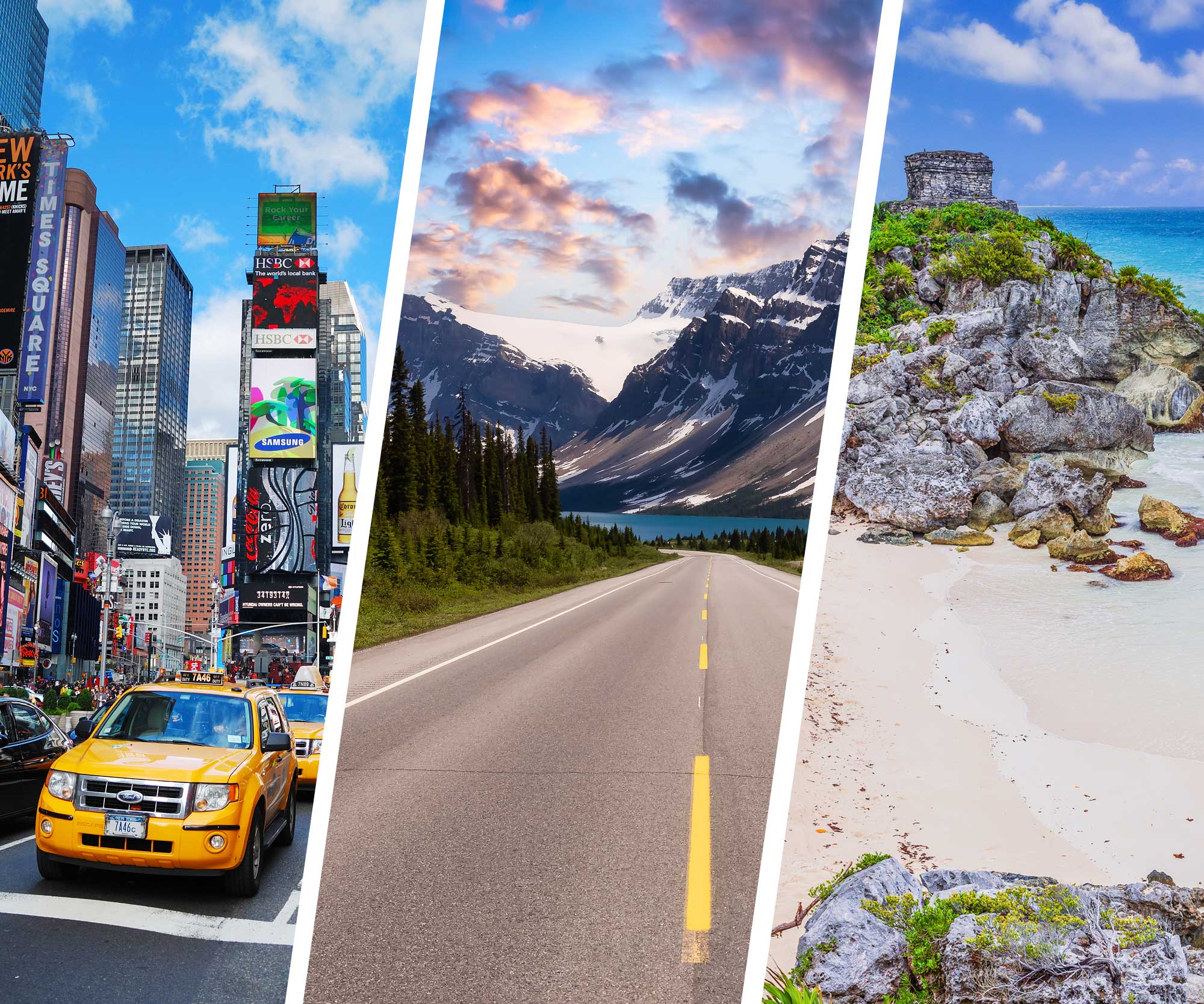 New York city, Alberta Canada and Tulum
